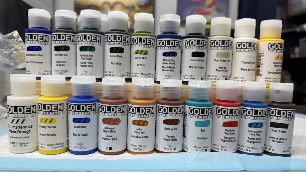 LOT OF 20 Golden Fluid Acrylics 1 fl. oz. /30 ml Sealed No Duplicates